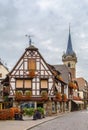 Street in Obermai, Alsace, France Royalty Free Stock Photo