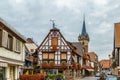 Street in Obermai, Alsace, France Royalty Free Stock Photo