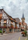 Street in Obermai, Alsace, France Royalty Free Stock Photo