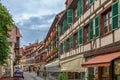 Street in Obermai, Alsace, France Royalty Free Stock Photo