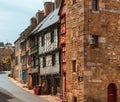 Street old Breton town Treguier, France Royalty Free Stock Photo