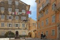 Street with old buildings Corfu town Royalty Free Stock Photo