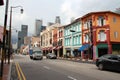 street, old buildings and skyscraper - singapore Royalty Free Stock Photo