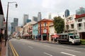 street, old buildings and skyscrapers - singapore Royalty Free Stock Photo