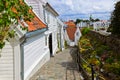 Street in old centre of Stavanger - Norway Royalty Free Stock Photo