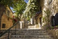 Street in the old district of the Mishkenot Shaananim of Jerusalem Royalty Free Stock Photo