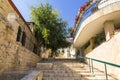 Street in the old district of the Mishkenot Shaananim, Jerusalem, Royalty Free Stock Photo