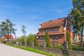 A street of old Dutch-style houses that have been preserved in the old town of East Prussia. Pravdinsk formerly Friedland,