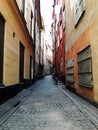Street of old european city, Stockholm, Sweden, summer
