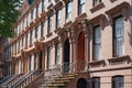 Street of old fashioned townhouses in New York City