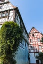 Street in old German town with traditional medieval timber framing houses