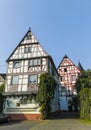 Street in old German town with traditional medieval timber framing houses Royalty Free Stock Photo