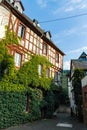 Street in old German town with traditional medieval timber framing houses Royalty Free Stock Photo