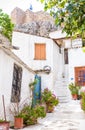 Street with old houses in Anafiotika, Plaka district, Athens