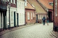 Street with old houses from royal town Ribe in Denmark Royalty Free Stock Photo