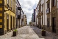 street with old, picturesque and charming houses in bright colors in the city of Las Palmas de Gran Canaria. Canary Islands. Spain