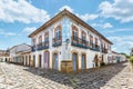 Street and old portuguese colonial houses in historic downtown i Royalty Free Stock Photo