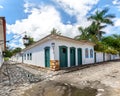 Street and old portuguese colonial houses in historic downtown i Royalty Free Stock Photo