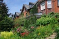 Street with old semi-detached houses with gables Royalty Free Stock Photo