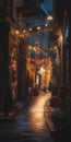 Street in the old town of Bologna at night, Italy Royalty Free Stock Photo