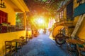 Street in the old town of Chania, Crete, Greece. Charming streets of Greek islands, Crete. Beautiful street in Chania, Crete Royalty Free Stock Photo