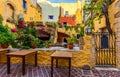 Street in the old town of Chania, Crete, Greece. Charming streets of Greek islands, Crete. Beautiful street in Chania, Crete Royalty Free Stock Photo