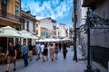 Street in old town Constanta at evening, popular tourist destination and resort Royalty Free Stock Photo