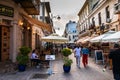 Street in old town Constanta at evening, popular tourist destination and resort Royalty Free Stock Photo