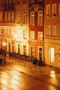 Street in the Old Town in Gdansk, Poland at night Royalty Free Stock Photo