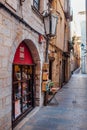 street in the Old town of Girona, Catalonia Royalty Free Stock Photo