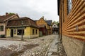 Street in the Old Town section of Norsk Folkemuseum and Norwegian Museum of Cultural History  Olso Royalty Free Stock Photo