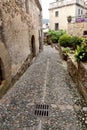 Street of old town of Tossa de Mar, Girona province, Catalonia, Spain Royalty Free Stock Photo