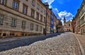 Street of the old town in Warsaw. Street Mostowa Royalty Free Stock Photo