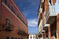 Street Orange Adobe Wall Guanajuato Mexico