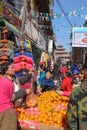Street orange seller of Durban square at Patan near Kathmandu on Nepal