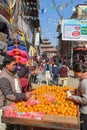 Street orange seller of Durban square at Patan near Kathmandu on Nepal