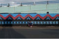 Street painters paint a newly completed bridge