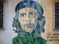 Street painting, Che Guevara, vandalized.