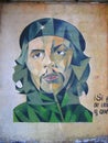 Street painting, Che Guevara, vandalized.