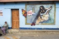 Street with painting at San Juan la laguna