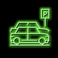 street parking neon glow icon illustration