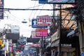 The street of Pattaya Walking street with advertizing signs in Thailand