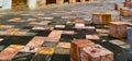 Street paved with colored tiles. Royalty Free Stock Photo