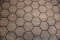 Street pavement with hexagonal polyhedron blocks