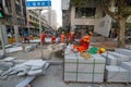 Street paving construction, Shanghai China