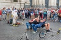 Street performance with the participation of comedian and ordinary people in Piazza Navona in Rome. Italy