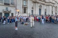 Street performance with the participation of comedian and ordinary people in Piazza Navona in Rome. Italy