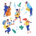 Street performance. Street musician. Vector illustration.