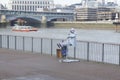 Street performance in thames river in london