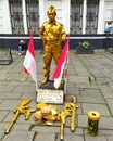 A street performer dressed as Indonesian hero, General Sudirman at Kota Tua, Jakarta